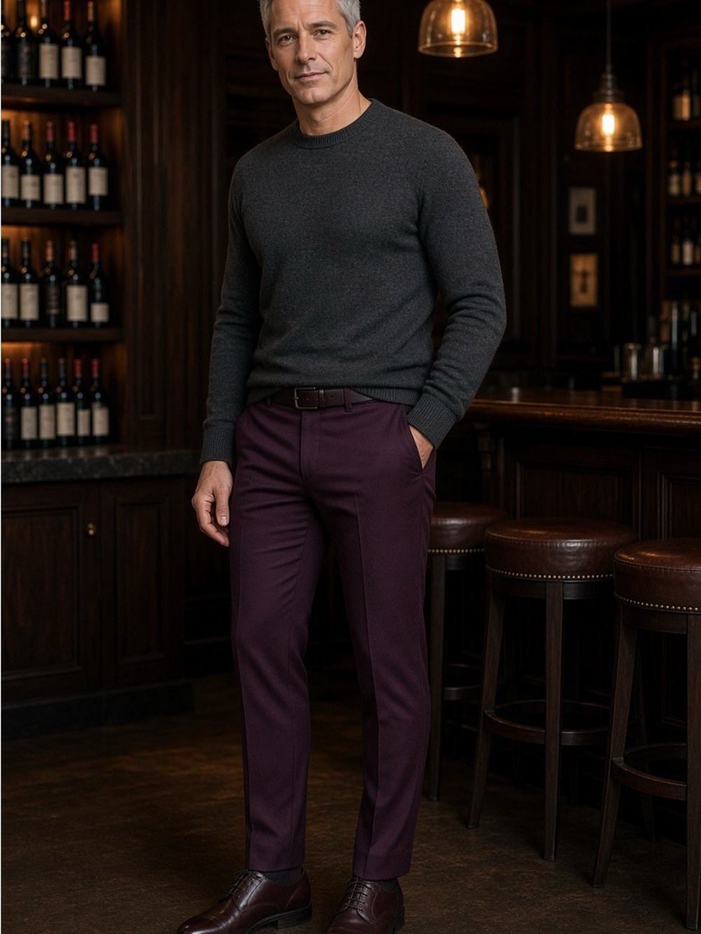 AG The Graduate Tailored Leg Pants 32x32 Plum Burgundy NWOT